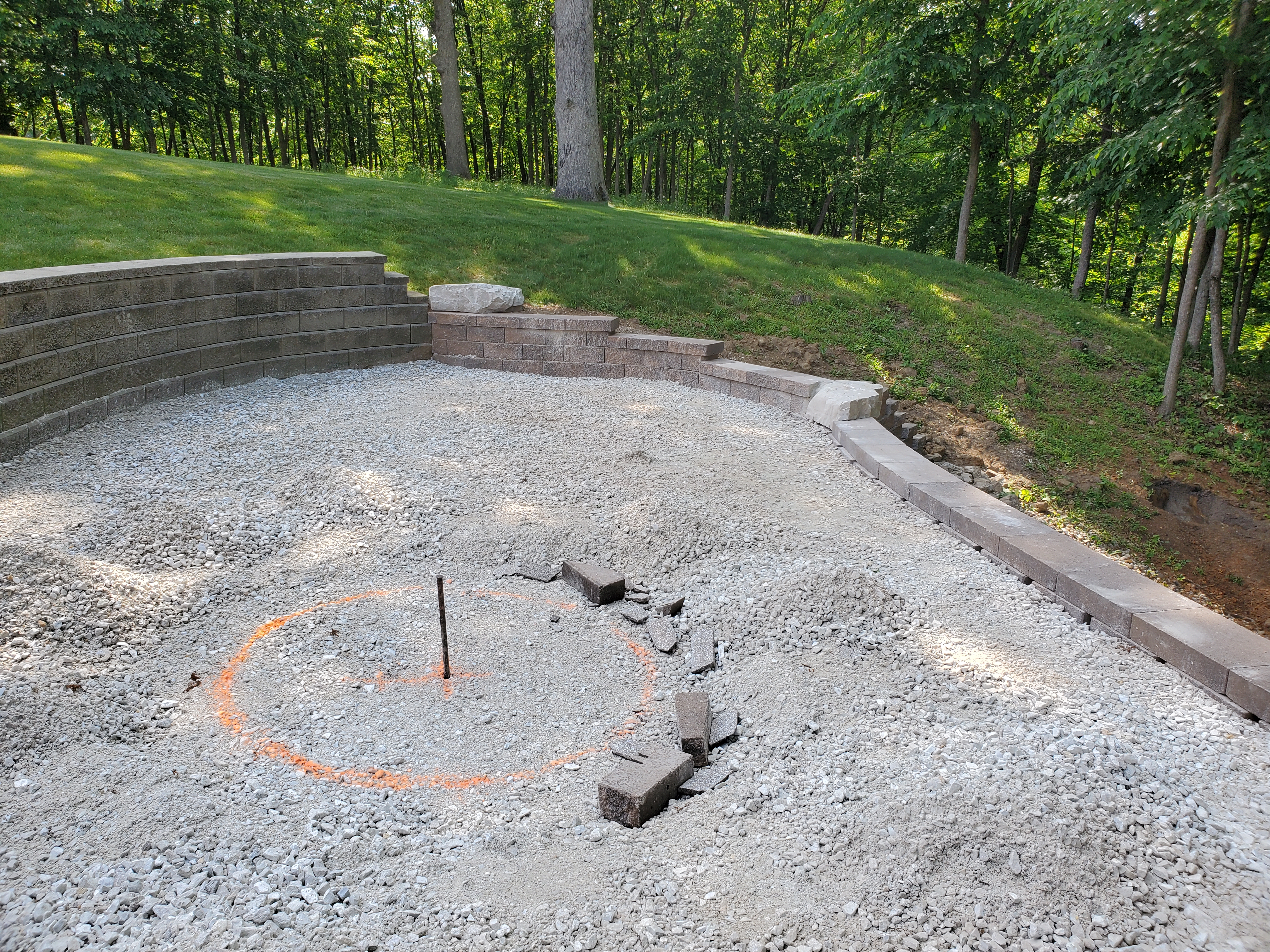 Gravel pad before fire pit